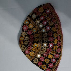 Vintage Embroidery Mirrored Head  Skull Cap One Size